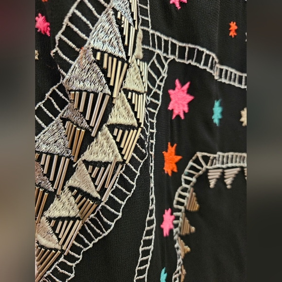 MARA HOFFMAN Runway Black Pink Silk Beaded Maxi Lakshmi Gown Dress M $995 - Picture 11 of 16